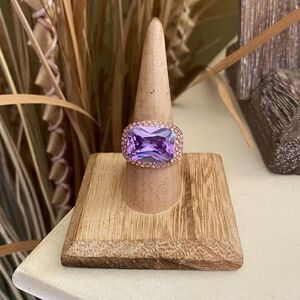 Amethyst Rose Gold Brass Ring Ion Plating sizes 7,8,9,10